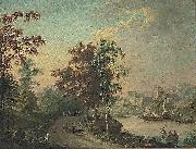 Lorens Gottman Landscape with city oil painting